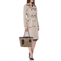 مملوكة مسبقًا حقيبة يد توتس غوتشي جولي جلد لامع وكانفاس GG بيج/بني فاتح بنمط ويب ودلاية 