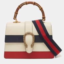 Pre Owned Gucci Tricolor Leather Medium Dionysus Bamboo Top Handle Bag