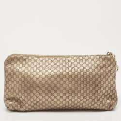 Pre Owned Gucci Gold Micro Guccissima Leather Tassel Zip Clutch