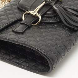 Pre Owned Gucci Black Microguccissima Leather Mini Emily Crossbody Bag