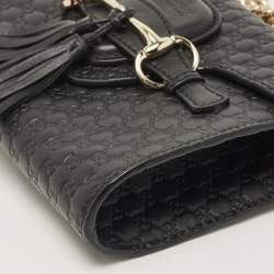 Pre Owned Gucci Black Microguccissima Leather Mini Emily Crossbody Bag