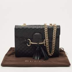 Pre Owned Gucci Black Microguccissima Leather Mini Emily Crossbody Bag