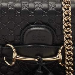 Pre Owned Gucci Black Microguccissima Leather Mini Emily Crossbody Bag
