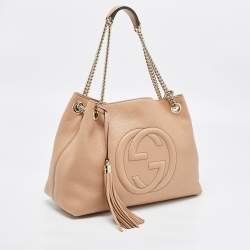 مملوكة مسبقًا حقيبة كتف غوشي سوهو جلد بيج متوسطة بسلسلة