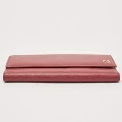 Gucci Pink Leather Interlocking G Continental Wallet