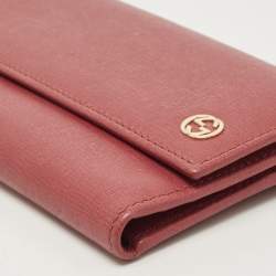 Gucci Pink Leather Interlocking G Continental Wallet