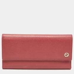 Gucci Pink Leather Interlocking G Continental Wallet