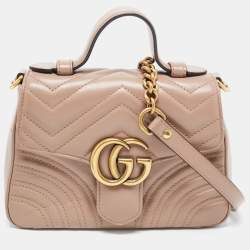 Gucci Calfskin Matelasse Sylvie Web Small GG Marmont Top Handle