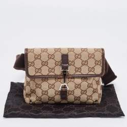 Pre Owned Gucci Beige/Brown GG Canvas and Leather Flight Belt Bag