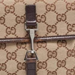 Pre Owned Gucci Beige/Brown GG Canvas and Leather Flight Belt Bag