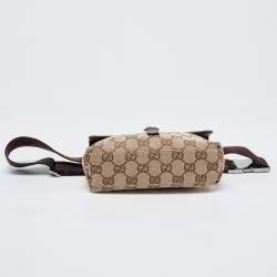 Pre Owned Gucci Beige/Brown GG Canvas and Leather Flight Belt Bag