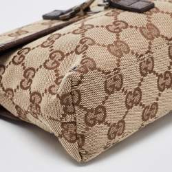 Pre Owned Gucci Beige/Brown GG Canvas and Leather Flight Belt Bag