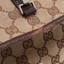 Pre Owned Gucci Beige/Brown GG Canvas and Leather Flight Belt Bag