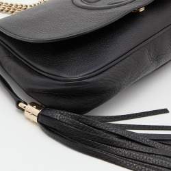 Pre Owned Gucci Black Leather Flap Soho Chain Shoulder Bag