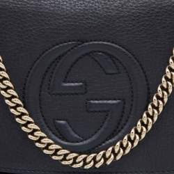 Pre Owned Gucci Black Leather Flap Soho Chain Shoulder Bag