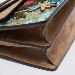 Gucci Beige GG Supreme Canvas and Suede Small Dionysus Floral/Bee Applique Shoulder Bag