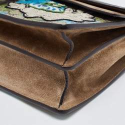 Gucci Beige GG Supreme Canvas and Suede Small Dionysus Floral/Bee Applique Shoulder Bag