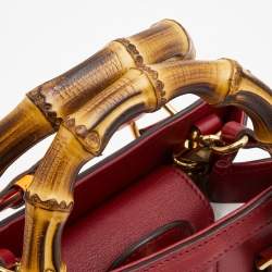 Pre Owned Gucci Red Leather Mini Diana Tote