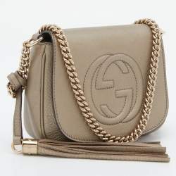 Gucci Metallic Leather Soho Flap Chain Crossbody Bag