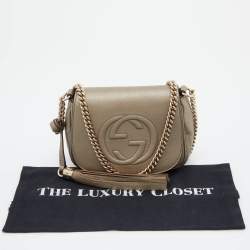 Gucci Metallic Leather Soho Flap Chain Crossbody Bag