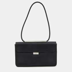 Pre Owned Gucci Black Satin Vintage Baguette Bag