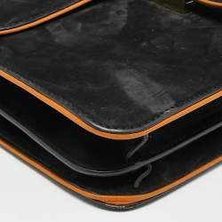 Pre Owned Gucci Black Suede and Leather 1973 Flap Shoulder Bag