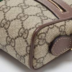 Pre Owned Gucci Beige GG Supreme Canvas and Leather Mini Ophidia Crossbody Bag