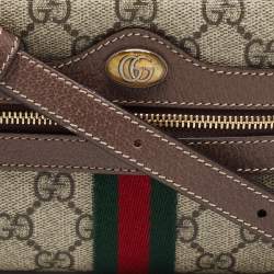 Pre Owned Gucci Beige GG Supreme Canvas and Leather Mini Ophidia Crossbody Bag