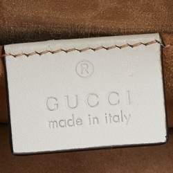 Pre Owned Gucci Off White Leather Mini Web Sylvie Top Handle Bag