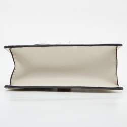 Pre Owned Gucci Off White Leather Mini Web Sylvie Top Handle Bag