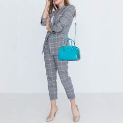 Pre Owned Gucci Turquoise Diamante Leather Small Satchel