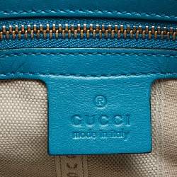 Pre Owned Gucci Turquoise Diamante Leather Small Satchel
