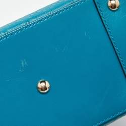 Pre Owned Gucci Turquoise Diamante Leather Small Satchel