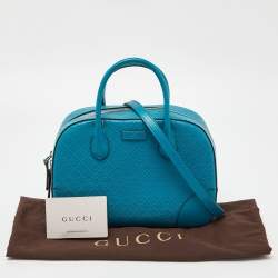Pre Owned Gucci Turquoise Diamante Leather Small Satchel