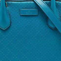 Pre Owned Gucci Turquoise Diamante Leather Small Satchel