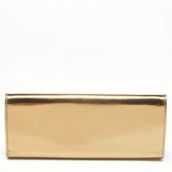 Gucci Gold Patent Leather Buckle Continental Wallet