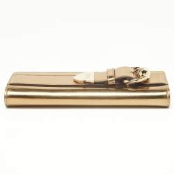 Gucci Gold Patent Leather Buckle Continental Wallet