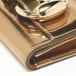 Gucci Gold Patent Leather Buckle Continental Wallet
