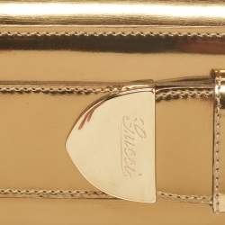 Gucci Gold Patent Leather Buckle Continental Wallet