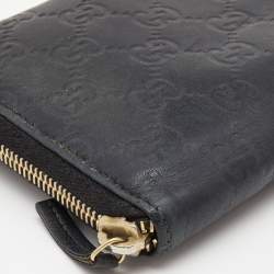 Gucci Black Guccissima Leather Zip Around Continental Wallet