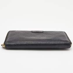 Gucci Black Guccissima Leather Zip Around Continental Wallet