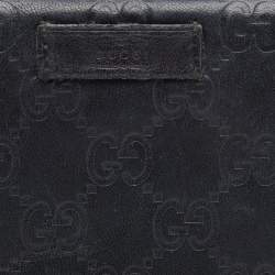 Gucci Black Guccissima Leather Zip Around Continental Wallet
