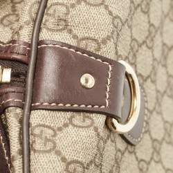 Pre Owned Gucci Beige/Brown GG Supreme Canvas and Leather Carry On Duffel Bag