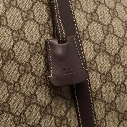 Pre Owned Gucci Beige/Brown GG Supreme Canvas and Leather Carry On Duffel Bag