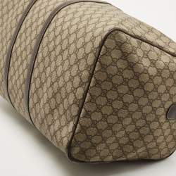 Pre Owned Gucci Beige/Brown GG Supreme Canvas and Leather Carry On Duffel Bag
