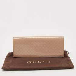 Gucci Beige Microguccissima Patent Leather Small Broadway Clutch