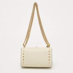 Pre Owned Gucci Off White Leather Small Pearl Studded Padlock Shoulder Bag