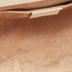 Pre Owned Gucci Off White Leather Small Pearl Studded Padlock Shoulder Bag