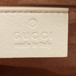 Pre Owned Gucci Off White Leather Small Pearl Studded Padlock Shoulder Bag