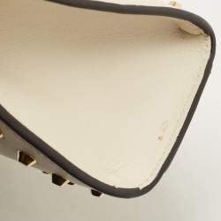 Pre Owned Gucci Off White Leather Small Pearl Studded Padlock Shoulder Bag